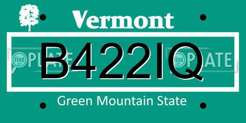 B422IQ Vermont License Plate