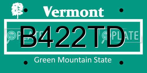 B422TD Vermont License Plate