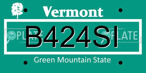 B424SI Vermont License Plate
