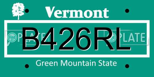 B426RL Vermont License Plate