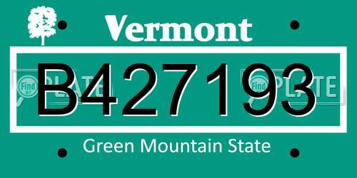 B427193 Vermont License Plate