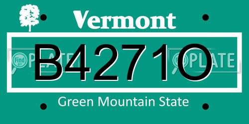 B4271O Vermont License Plate