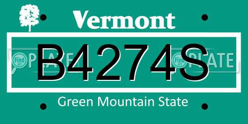 B4274S Vermont License Plate