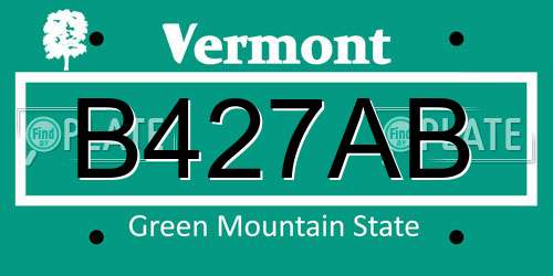 B427AB Vermont License Plate