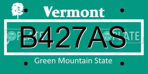 B427AS Vermont License Plate