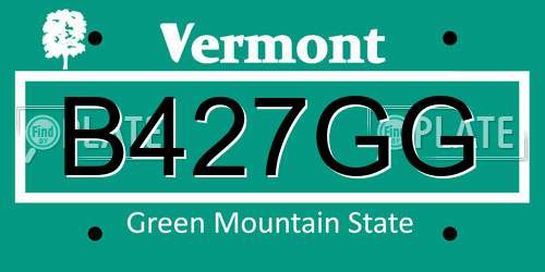 B427GG Vermont License Plate