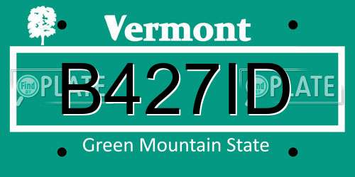 B427ID Vermont License Plate