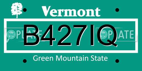 B427IQ Vermont License Plate