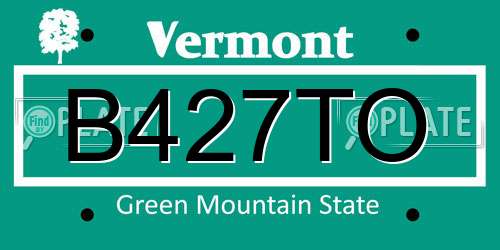 B427TO Vermont License Plate