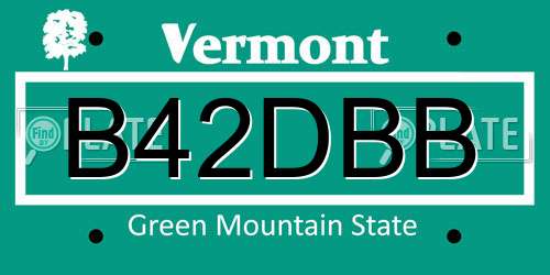 B42DBB Vermont License Plate