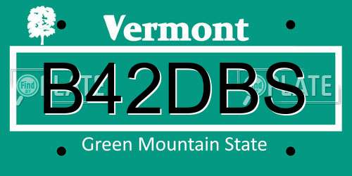 B42DBS Vermont License Plate