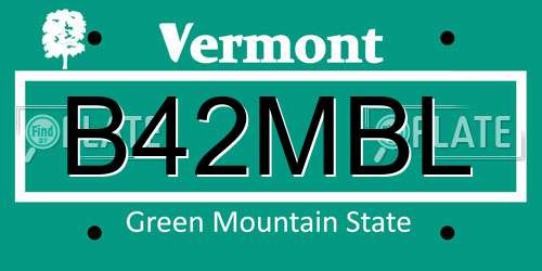 B42MBL Vermont License Plate