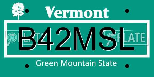 B42MSL Vermont License Plate