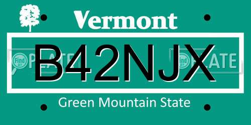 B42NJX Vermont License Plate