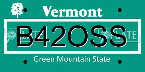 B42OSS Vermont License Plate