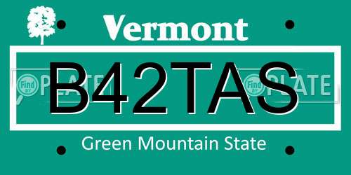 B42TAS Vermont License Plate