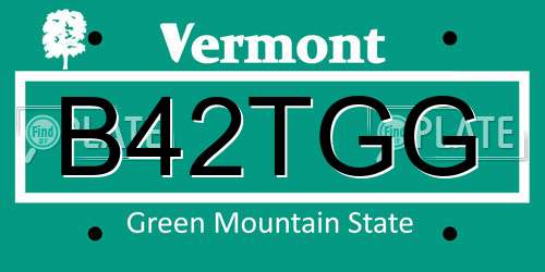 B42TGG Vermont License Plate