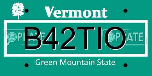 B42TIO Vermont License Plate