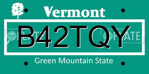 B42TQY Vermont License Plate