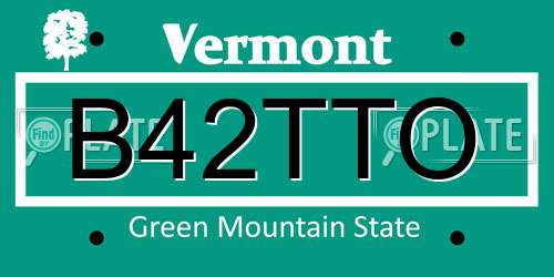 B42TTO Vermont License Plate