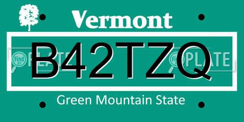 B42TZQ Vermont License Plate