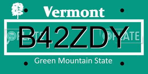 B42ZDY Vermont License Plate