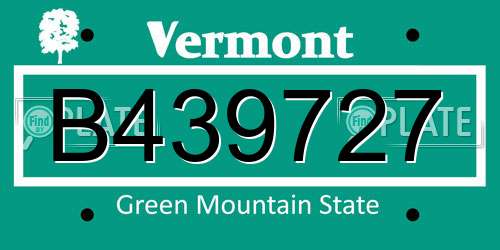 B439727 Vermont License Plate