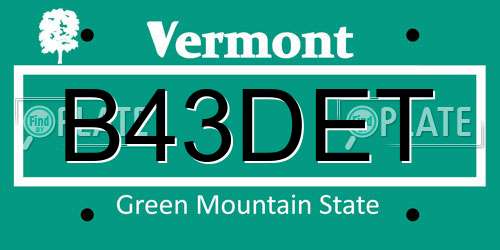 B43DET Vermont License Plate