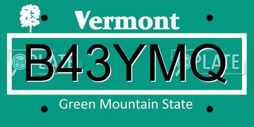 B43YMQ Vermont License Plate