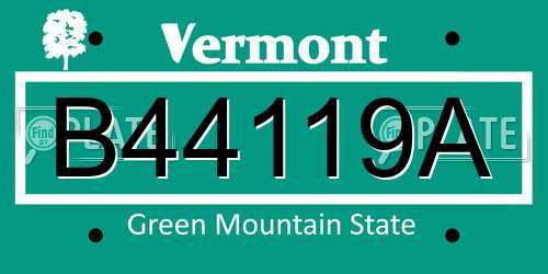 B44119A Vermont License Plate