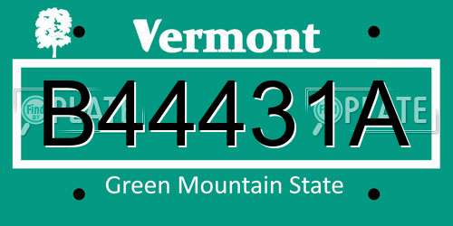 B44431A Vermont License Plate