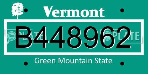 B448962 Vermont License Plate