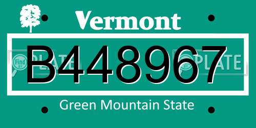 B448967 Vermont License Plate