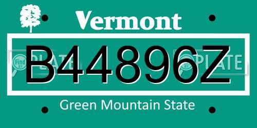 B44896Z Vermont License Plate