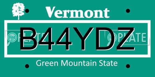 B44YDZ Vermont License Plate