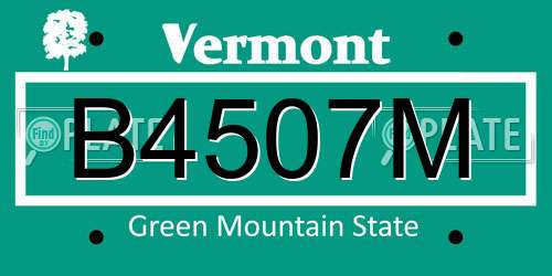 B4507M Vermont License Plate