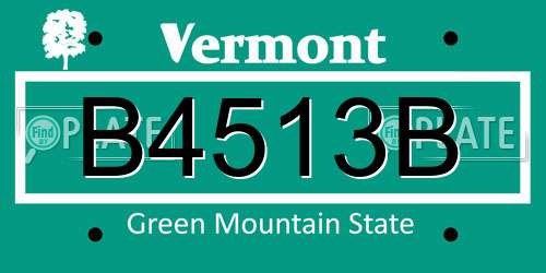 B4513B Vermont License Plate