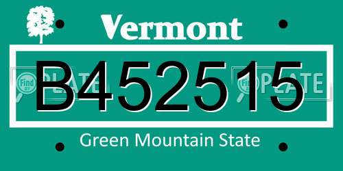 B452515 Vermont License Plate