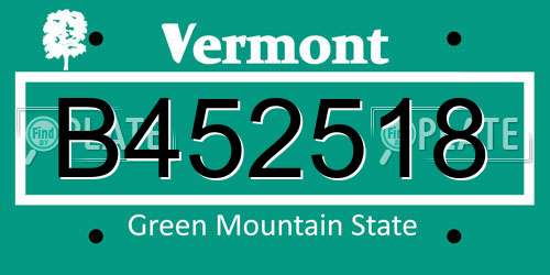 B452518 Vermont License Plate