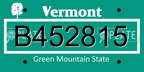 B452815 Vermont License Plate