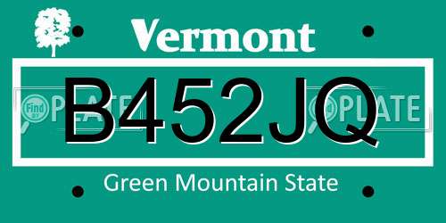 B452JQ Vermont License Plate