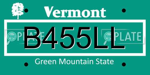 B455LL Vermont License Plate