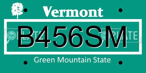 B456SM Vermont License Plate