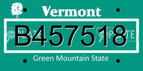 B457518 Vermont License Plate