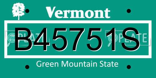 B45751S Vermont License Plate