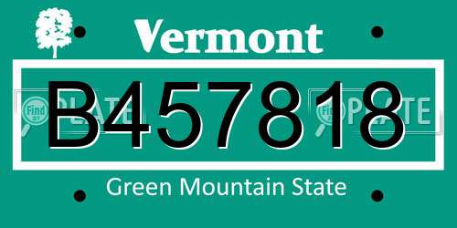 B457818 Vermont License Plate