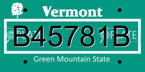 B45781B Vermont License Plate