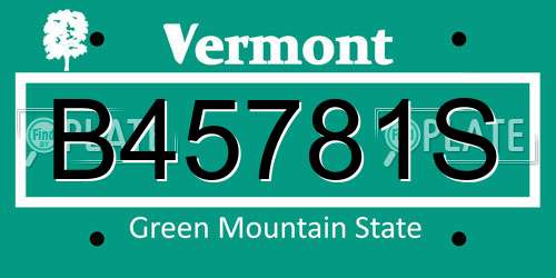 B45781S Vermont License Plate