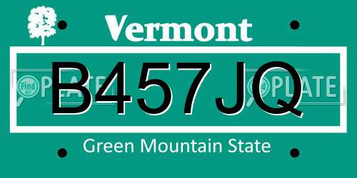 B457JQ Vermont License Plate