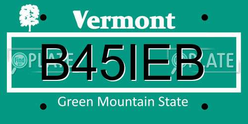B45IEB Vermont License Plate